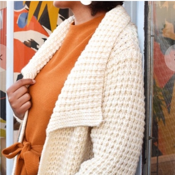 dRA Los Angeles Anthropologie Graham Chunky Knit Long Waffle Cardigan - Picture 9 of 10